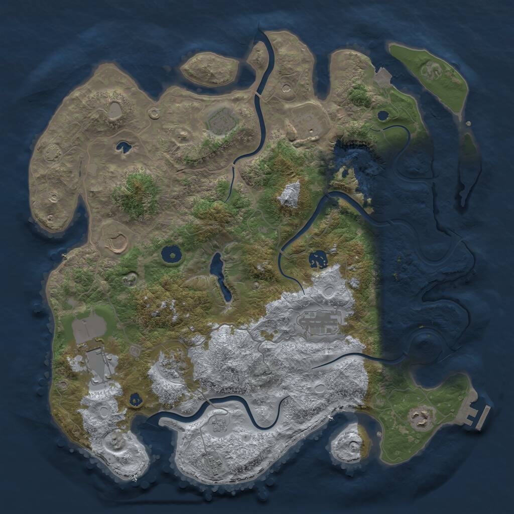 Rust Map: Procedural Map, Size: 4000, Seed: 8661852, 14 Monuments