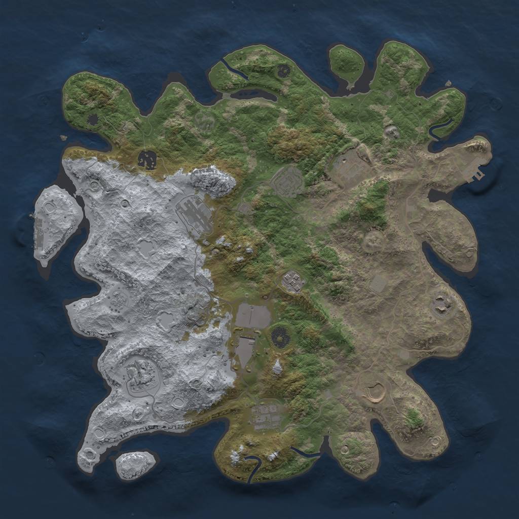 Rust Map: Procedural Map, Size: 3950, Seed: 1517321277, 19 Monuments