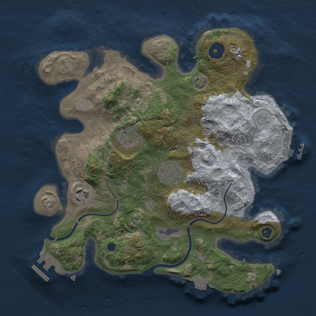 Rust Map: Procedural Map, Size: 3000, Seed: 704, 9 Monuments
