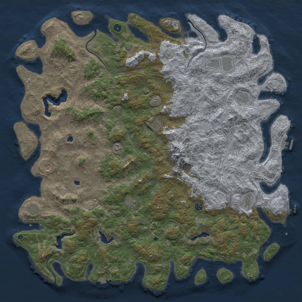 Rust Map: Procedural Map, Size: 6000, Seed: 735019523, 17 Monuments