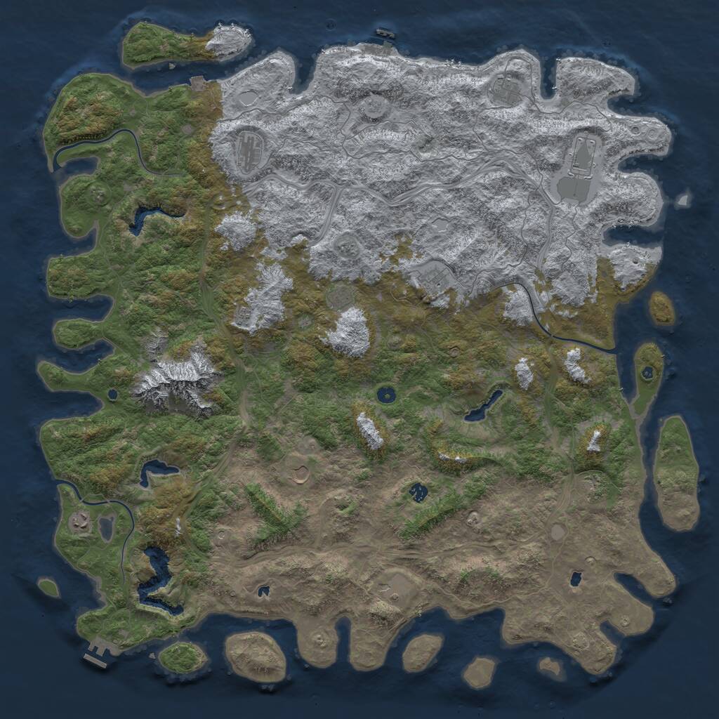 Rust Map: Procedural Map, Size: 6000, Seed: 102478442, 17 Monuments
