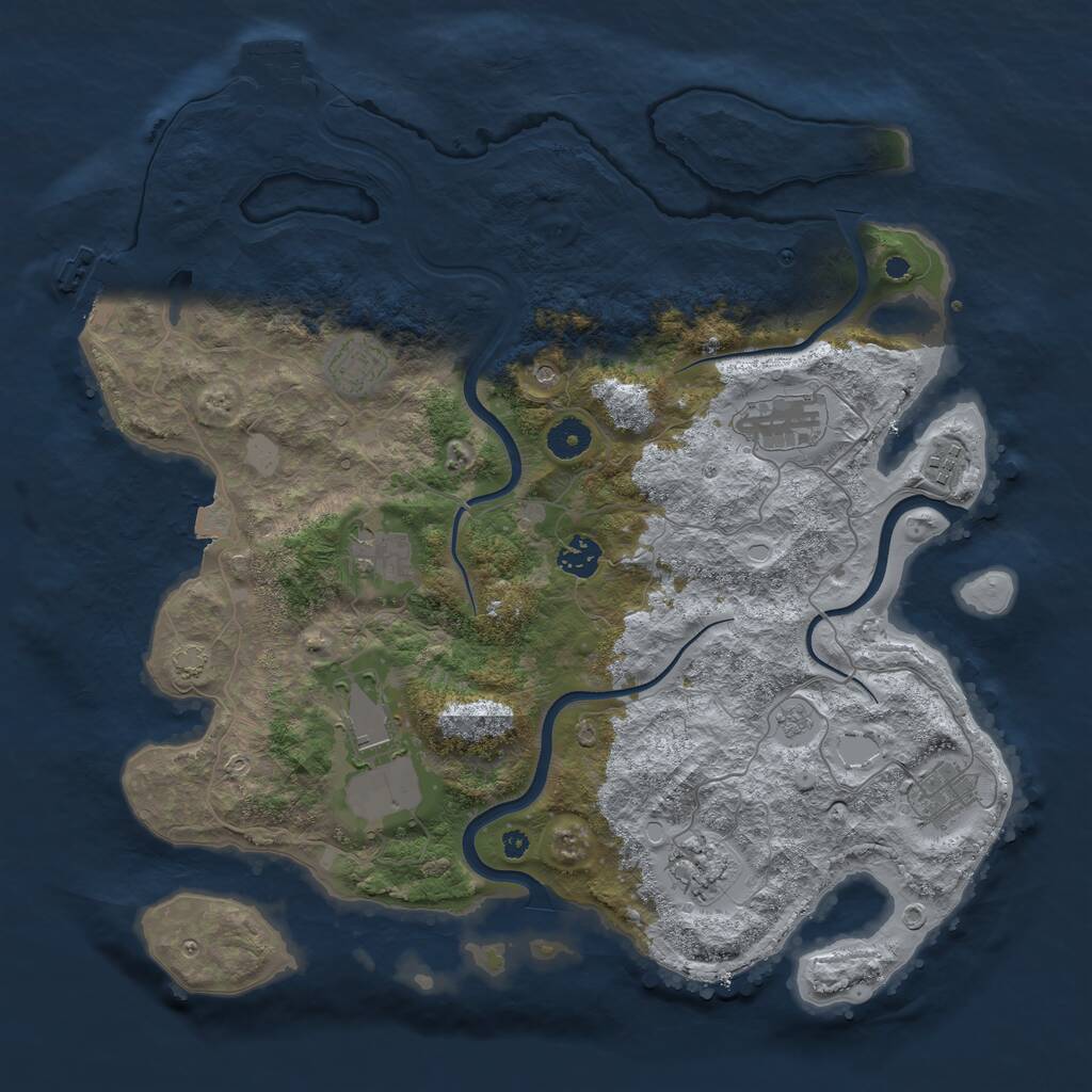 Rust Map: Procedural Map, Size: 3950, Seed: 1346053402, 14 Monuments