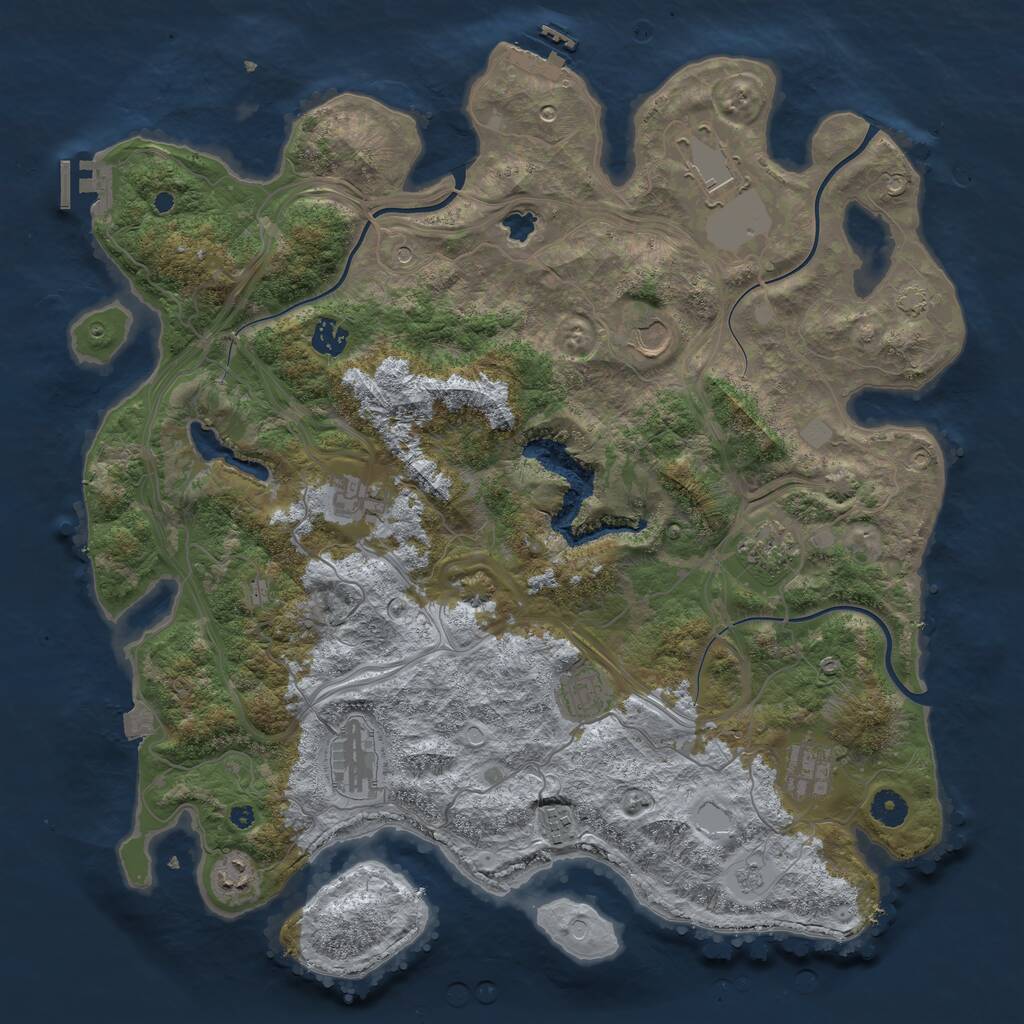 Rust Map: Procedural Map, Size: 4250, Seed: 852301274, 16 Monuments