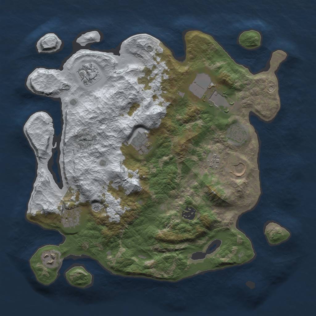 Rust Map: Barren, Size: 3500, Seed: 827106203, 12 Monuments