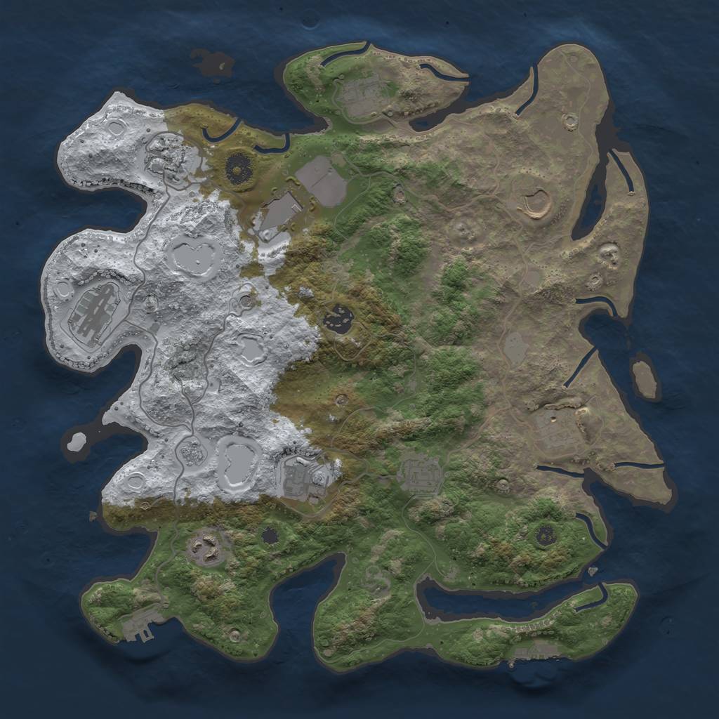 Rust Map: Procedural Map, Size: 3700, Seed: 933532358, 19 Monuments