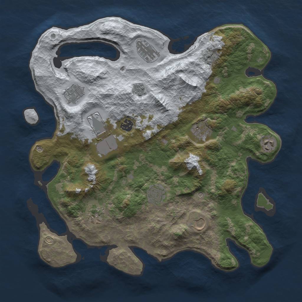 Rust Map: Barren, Size: 3800, Seed: 1776420, 13 Monuments