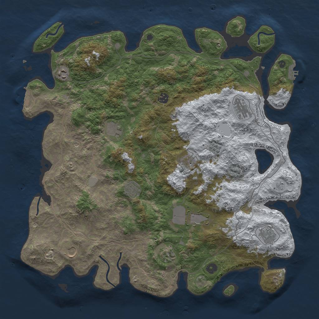Rust Map: Procedural Map, Size: 4500, Seed: 53834628, 20 Monuments