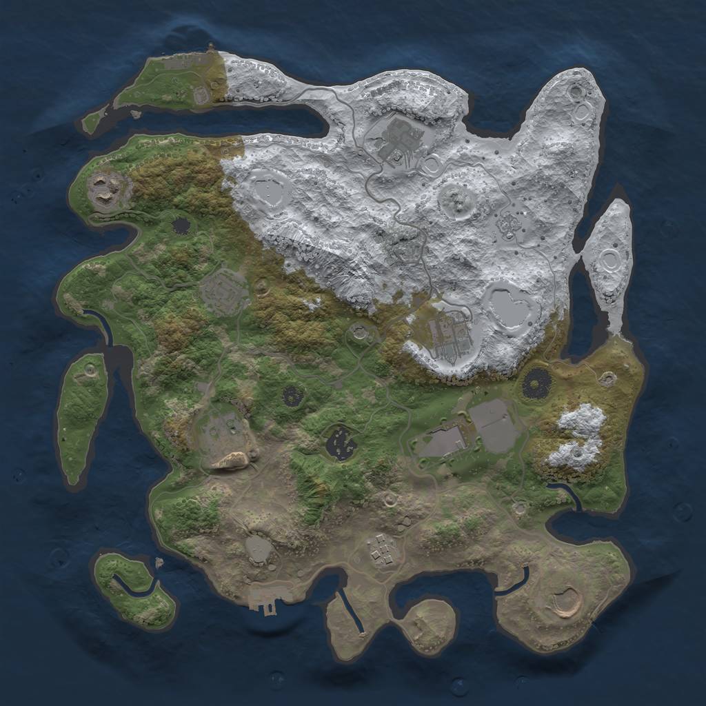 Rust Map: Procedural Map, Size: 3500, Seed: 1835543399, 18 Monuments