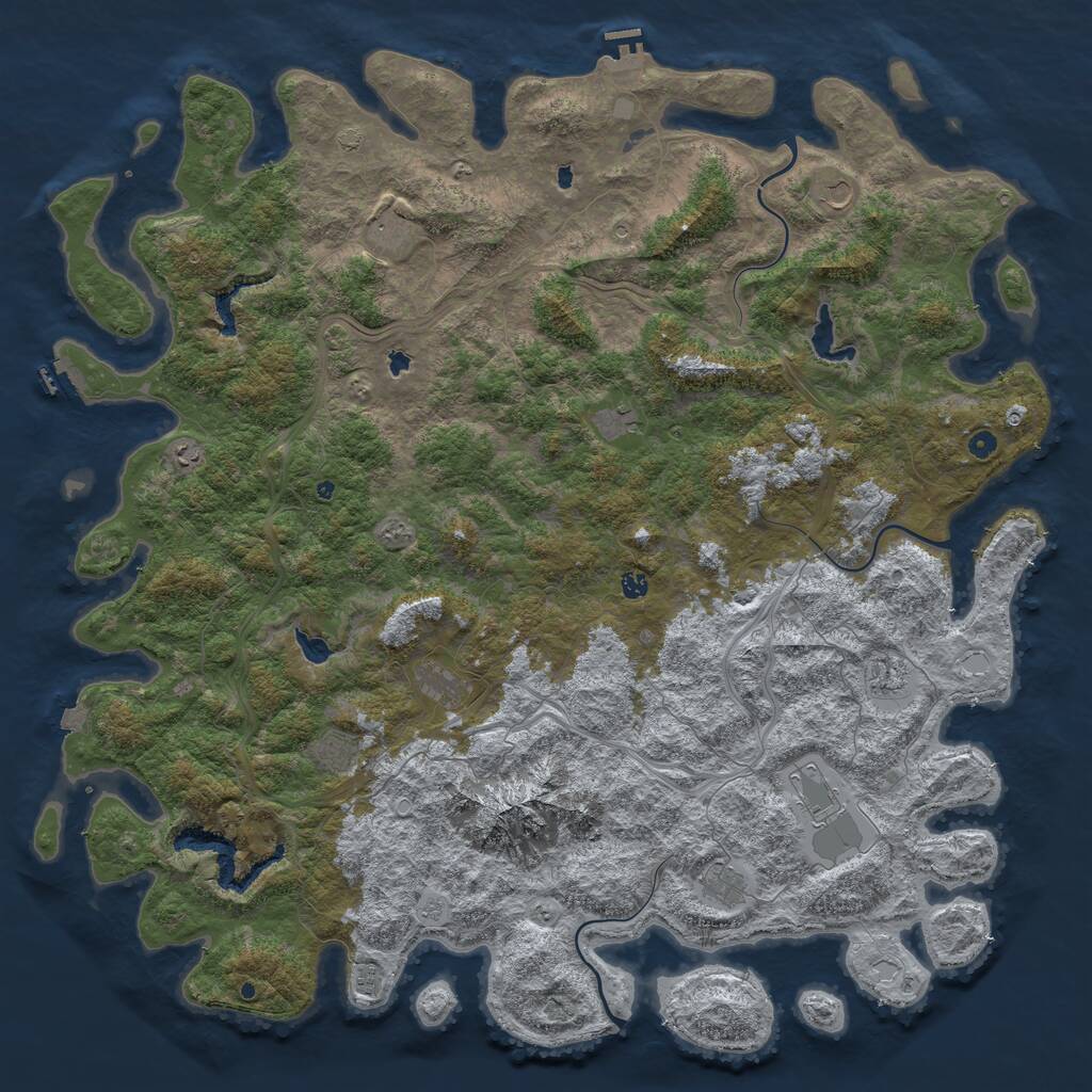 Rust Map: Procedural Map, Size: 6000, Seed: 9409081, 17 Monuments