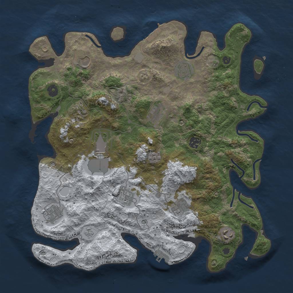 Rust Map: Procedural Map, Size: 3800, Seed: 155210, 20 Monuments