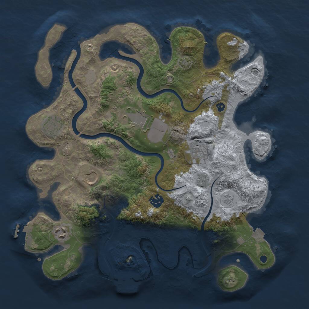 Rust Map: Procedural Map, Size: 3500, Seed: 41459123, 13 Monuments