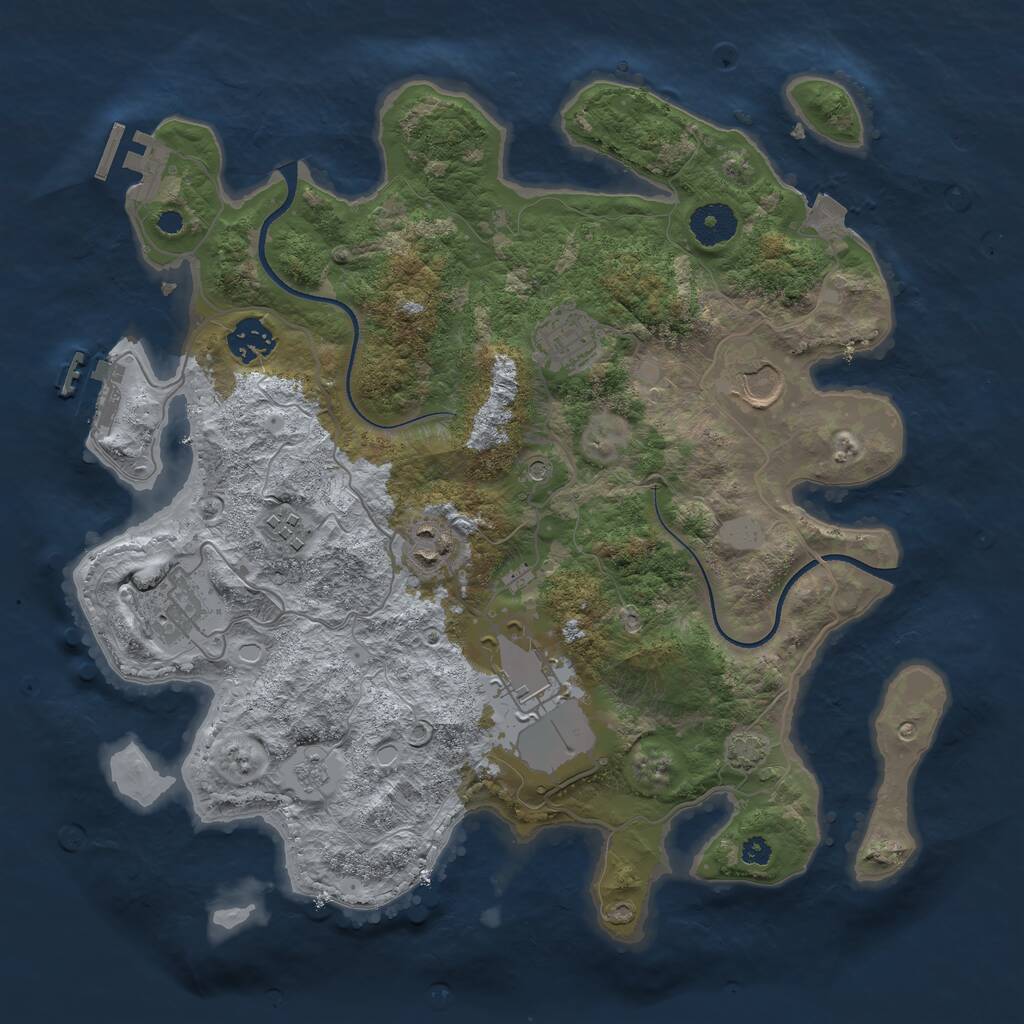 Rust Map: Procedural Map, Size: 3500, Seed: 1029384756, 13 Monuments
