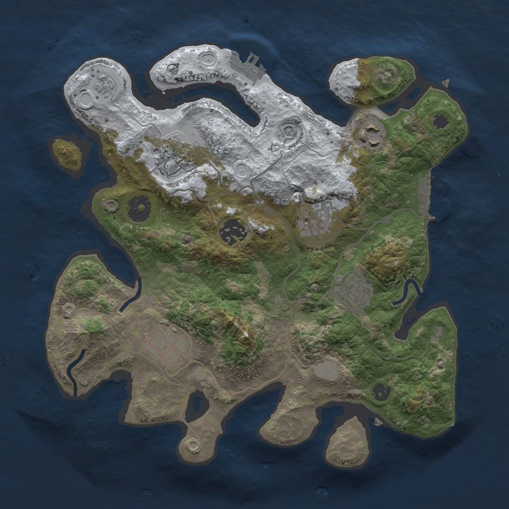 Rust Map: Procedural Map, Size: 3000, Seed: 2439105, 15 Monuments