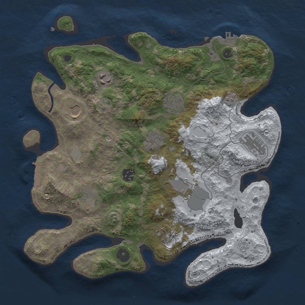 Rust Map: Procedural Map, Size: 3500, Seed: 179523, 19 Monuments