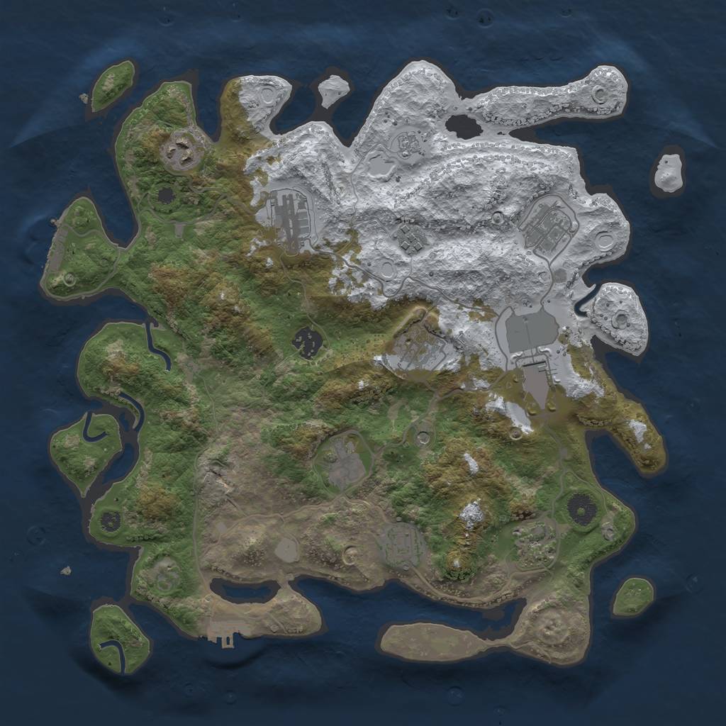 Rust Map: Procedural Map, Size: 3700, Seed: 1583008439, 19 Monuments