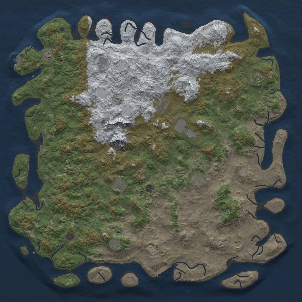 Rust Map: Procedural Map, Size: 6000, Seed: 9895477, 20 Monuments