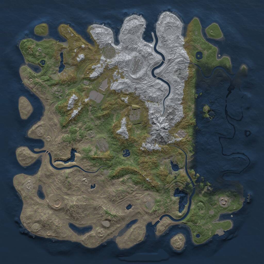 Rust Map: Procedural Map, Size: 5000, Seed: 834738, 17 Monuments