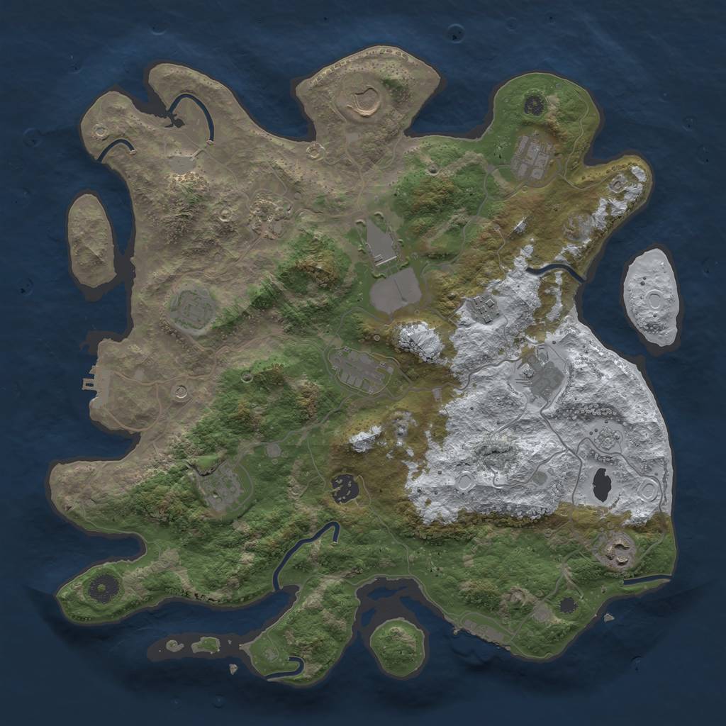 Rust Map: Procedural Map, Size: 3800, Seed: 453593134, 20 Monuments