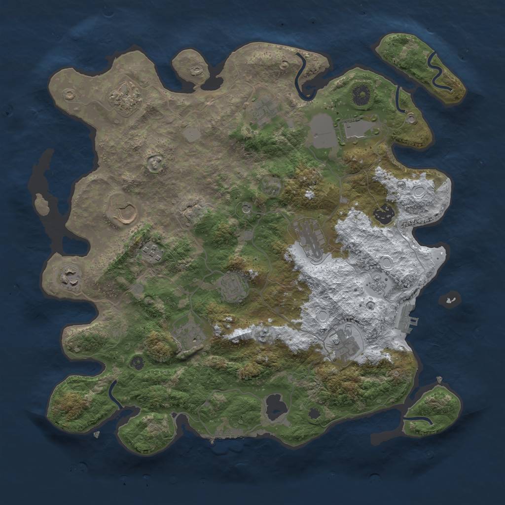 Rust Map: Procedural Map, Size: 3850, Seed: 2037008453, 20 Monuments