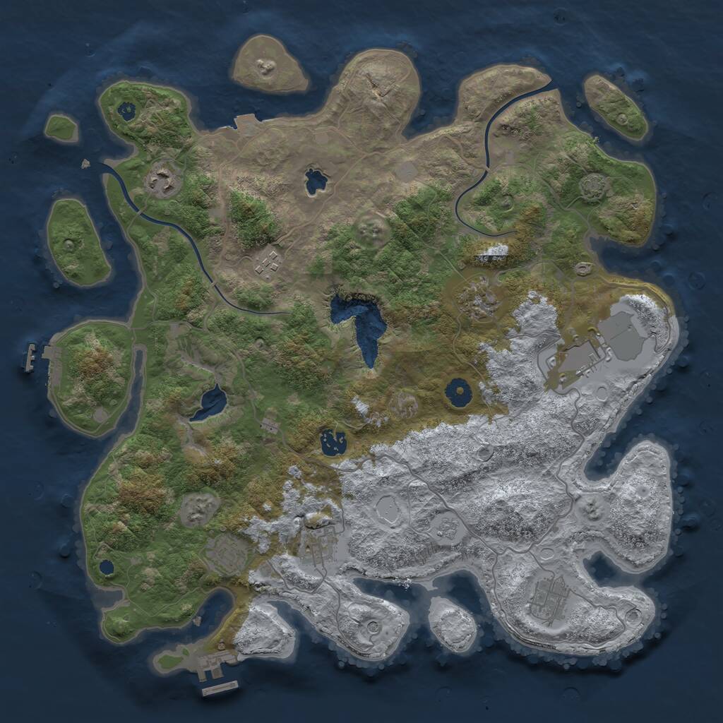 Rust Map: Procedural Map, Size: 4000, Seed: 45392, 14 Monuments