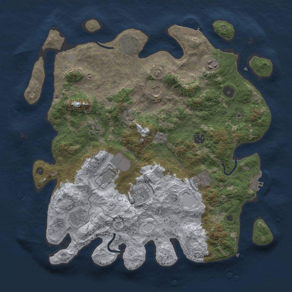 Rust Map: Procedural Map, Size: 3950, Seed: 131233960, 19 Monuments