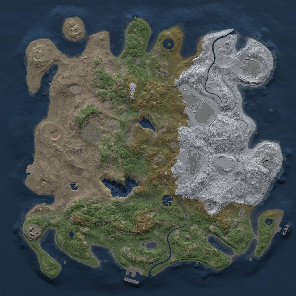 Rust Map: Procedural Map, Size: 4000, Seed: 28804, 14 Monuments