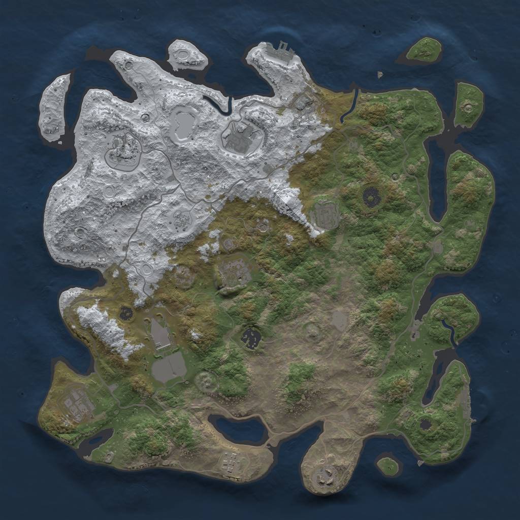 Rust Map: Procedural Map, Size: 4000, Seed: 1509690885, 18 Monuments