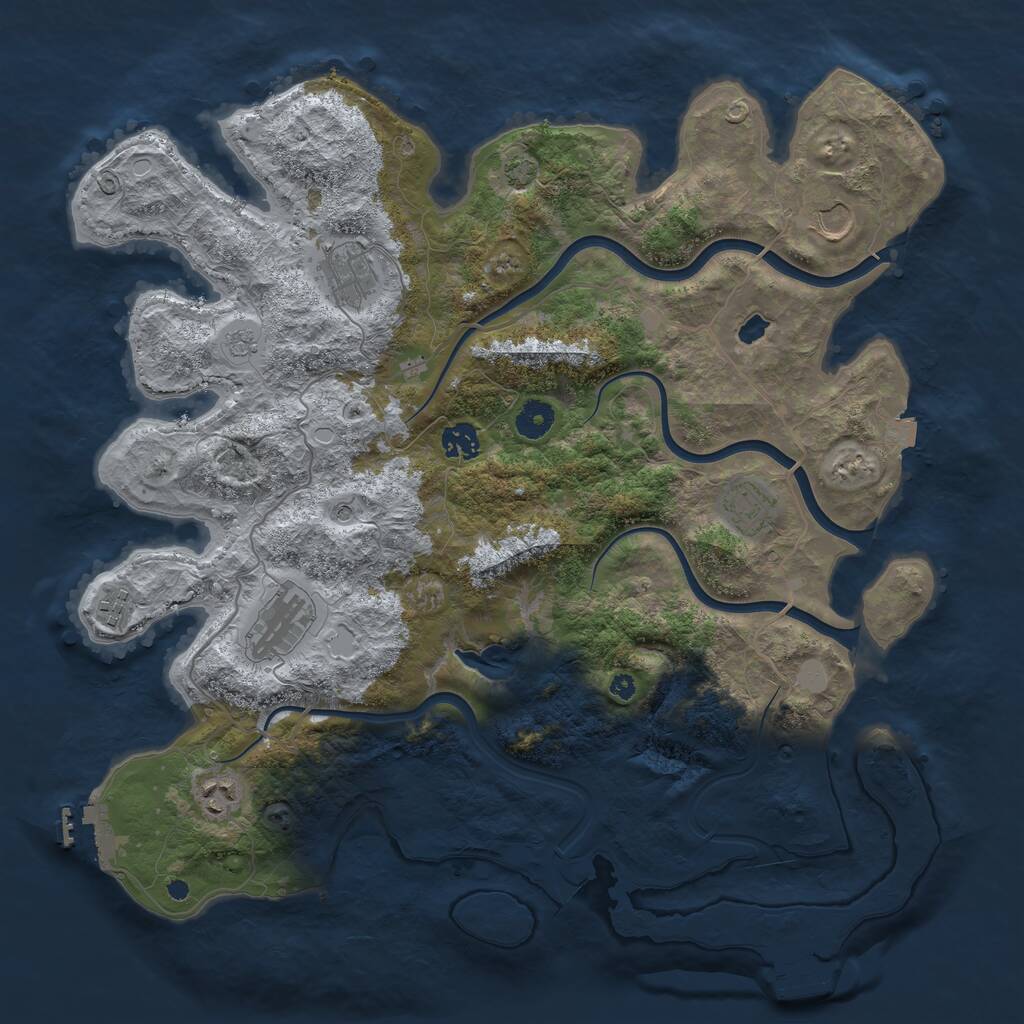Rust Map: Procedural Map, Size: 4050, Seed: 2047020647, 13 Monuments