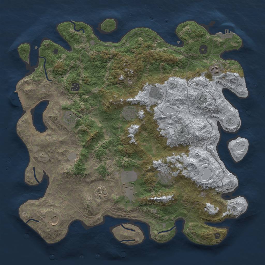 Rust Map: Procedural Map, Size: 4300, Seed: 1851876823, 19 Monuments