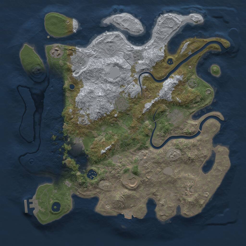 Rust Map: Procedural Map, Size: 3850, Seed: 369967375, 14 Monuments