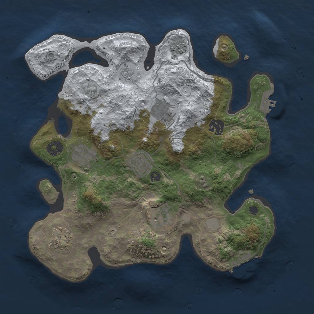 Rust Map: Procedural Map, Size: 3000, Seed: 24436, 15 Monuments
