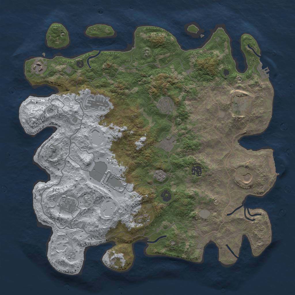 Rust Map: Procedural Map, Size: 4050, Seed: 794147310, 20 Monuments