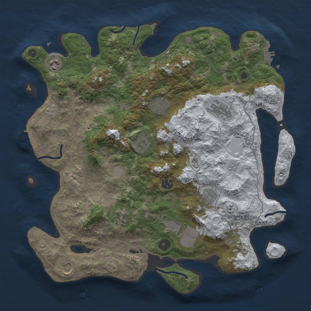 Rust Map: Procedural Map, Size: 4000, Seed: 49, 19 Monuments