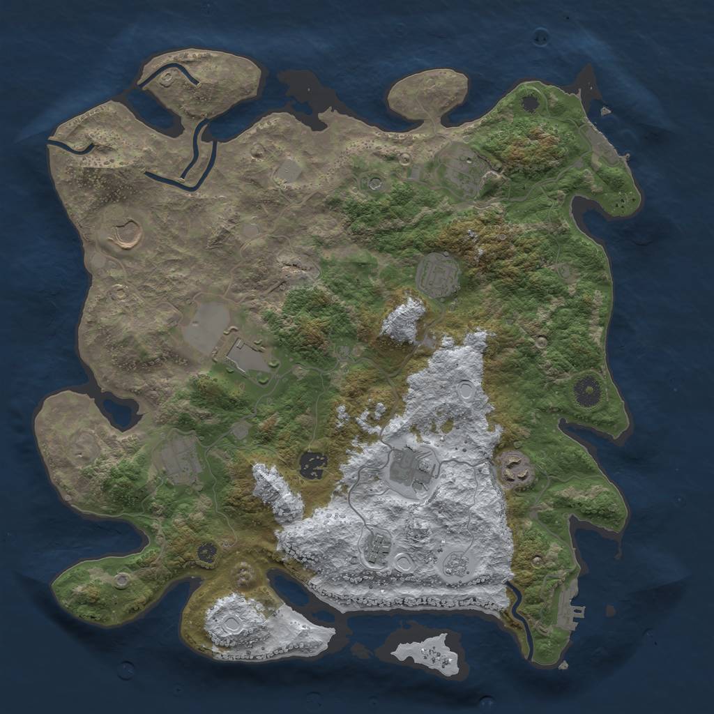 Rust Map: Procedural Map, Size: 3750, Seed: 778899, 18 Monuments