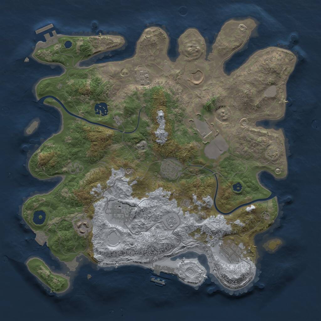 Rust Map: Procedural Map, Size: 3500, Seed: 381572456, 14 Monuments