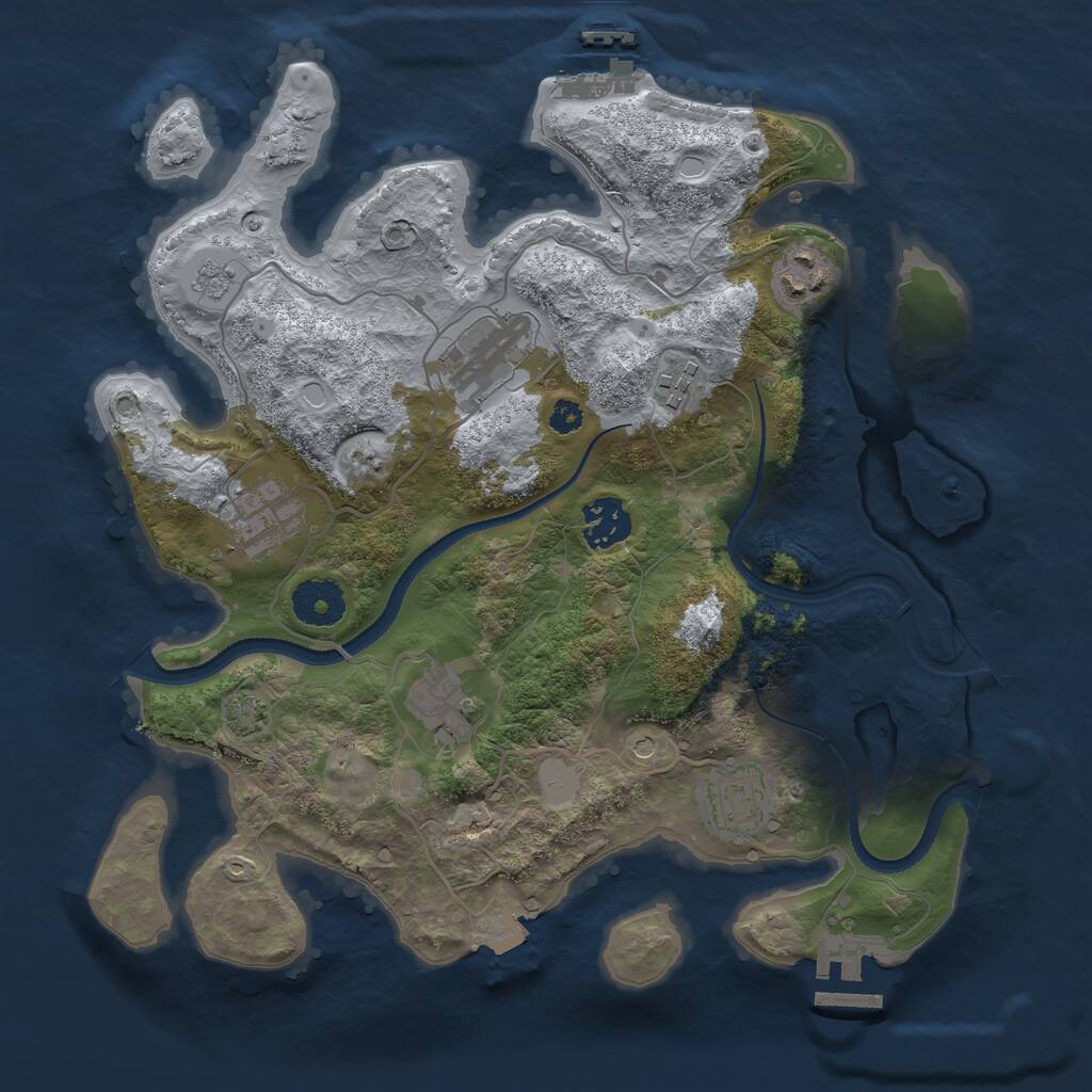 Rust Map: Procedural Map, Size: 3250, Seed: 2881981, 13 Monuments