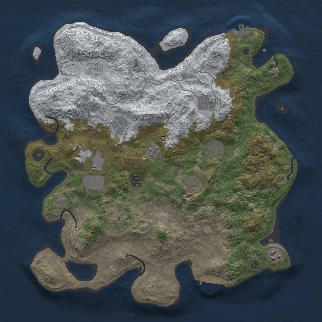 Rust Map: Procedural Map, Size: 4000, Seed: 42982344, 18 Monuments