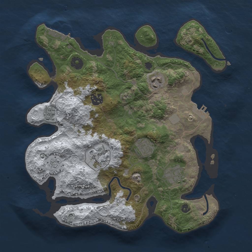 Rust Map: Procedural Map, Size: 3000, Seed: 12321463, 14 Monuments