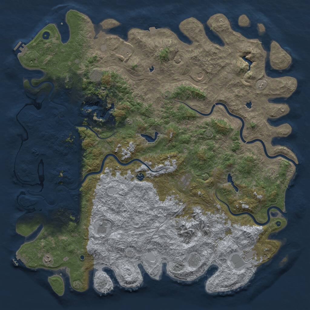 Rust Map: Procedural Map, Size: 6000, Seed: 244202463, 17 Monuments