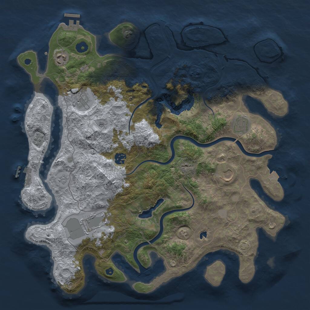 Rust Map: Procedural Map, Size: 4000, Seed: 133742069, 13 Monuments