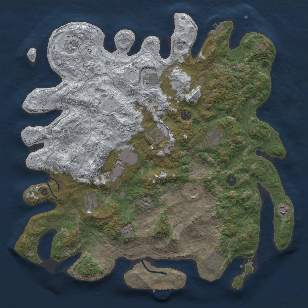 Rust Map: Procedural Map, Size: 4500, Seed: 55555, 20 Monuments