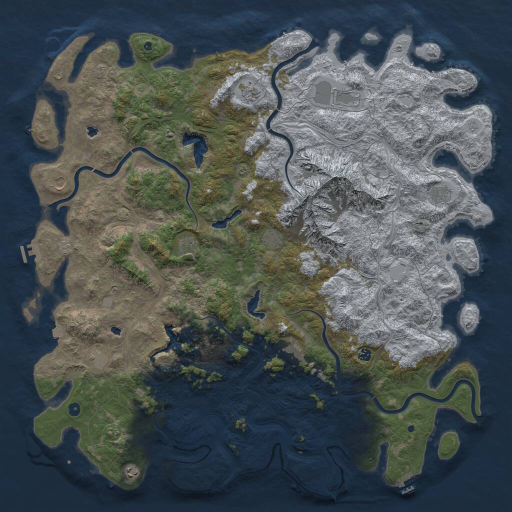 Rust Map: Procedural Map, Size: 6000, Seed: 1260101, 17 Monuments