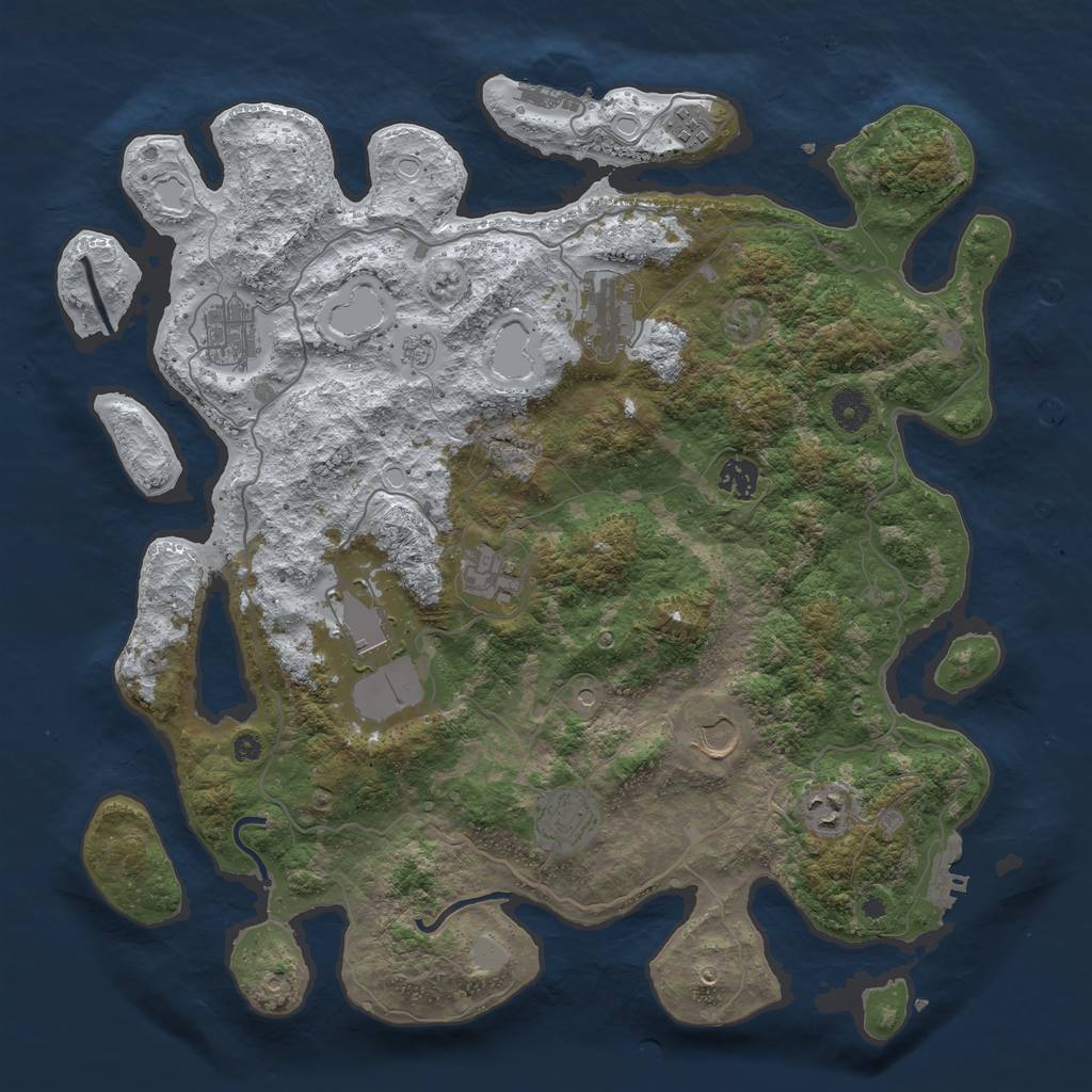 Rust Map: Procedural Map, Size: 4050, Seed: 671518016, 18 Monuments