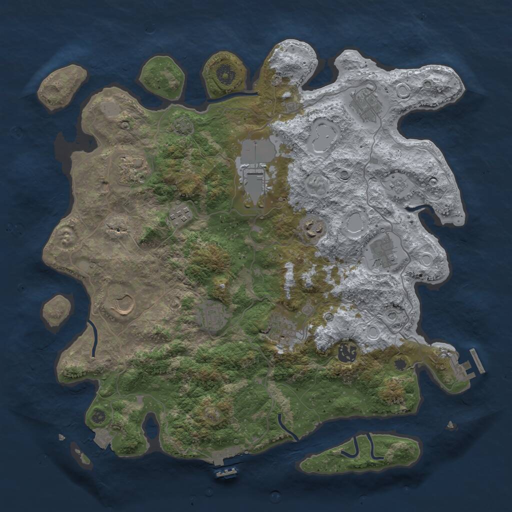 Rust Map: Procedural Map, Size: 3850, Seed: 622241016, 16 Monuments