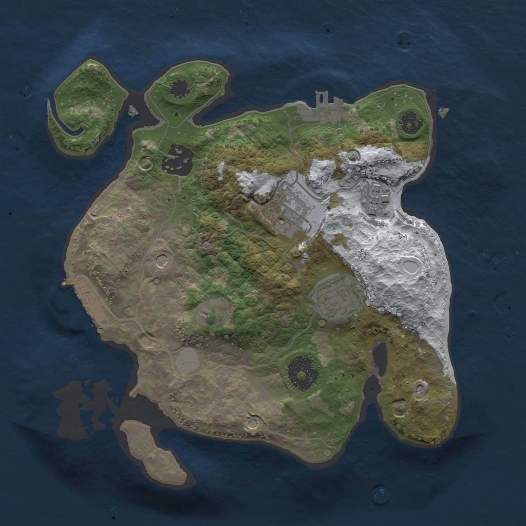 Rust Map: Procedural Map, Size: 2500, Seed: 202, 12 Monuments