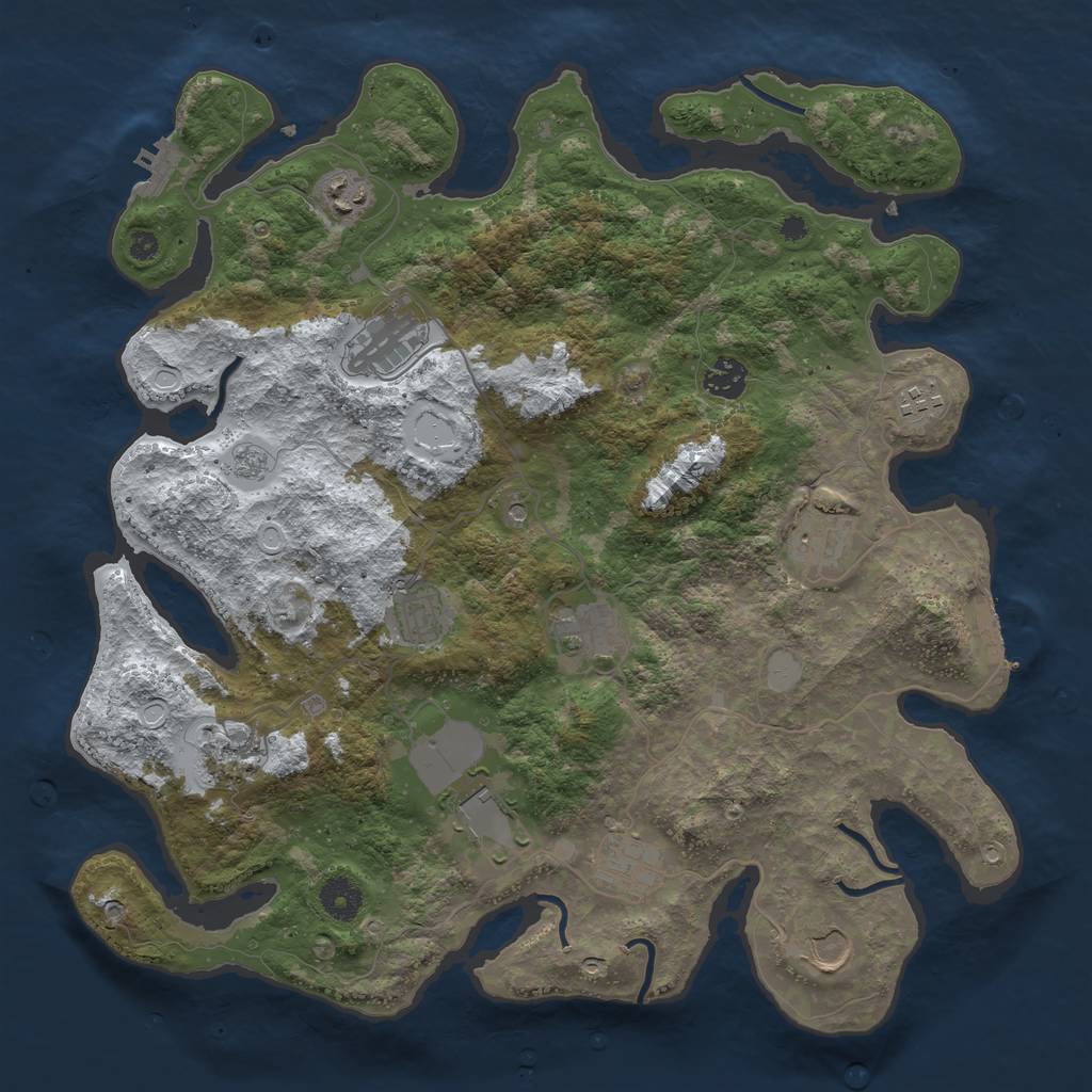 Rust Map: Procedural Map, Size: 3850, Seed: 1191408568, 20 Monuments