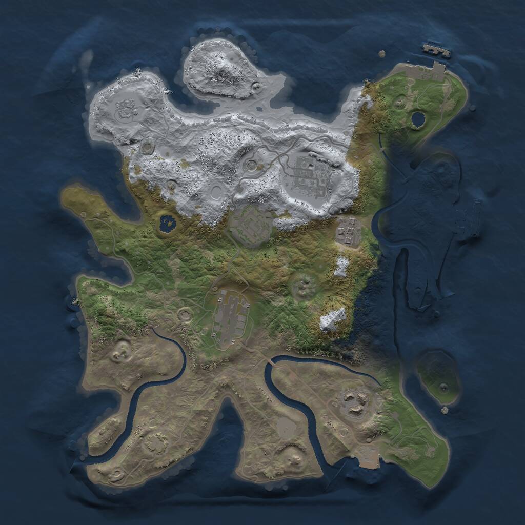 Rust Map: Procedural Map, Size: 3000, Seed: 157607550, 11 Monuments