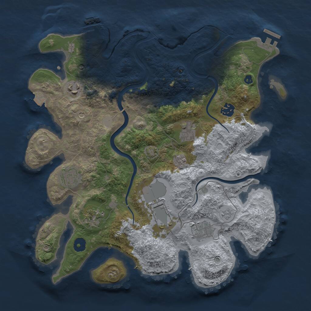 Rust Map: Procedural Map, Size: 3500, Seed: 631917221, 14 Monuments