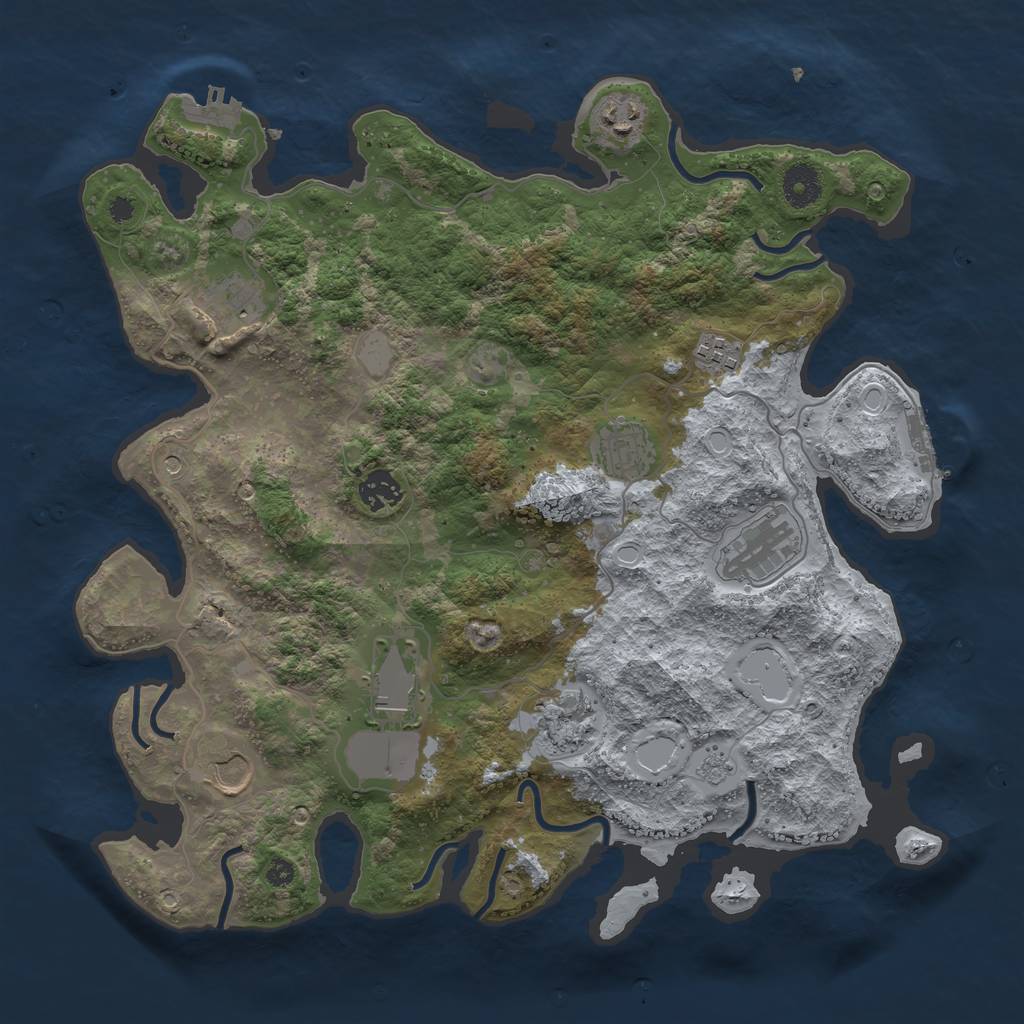Rust Map: Procedural Map, Size: 3750, Seed: 1885363, 16 Monuments