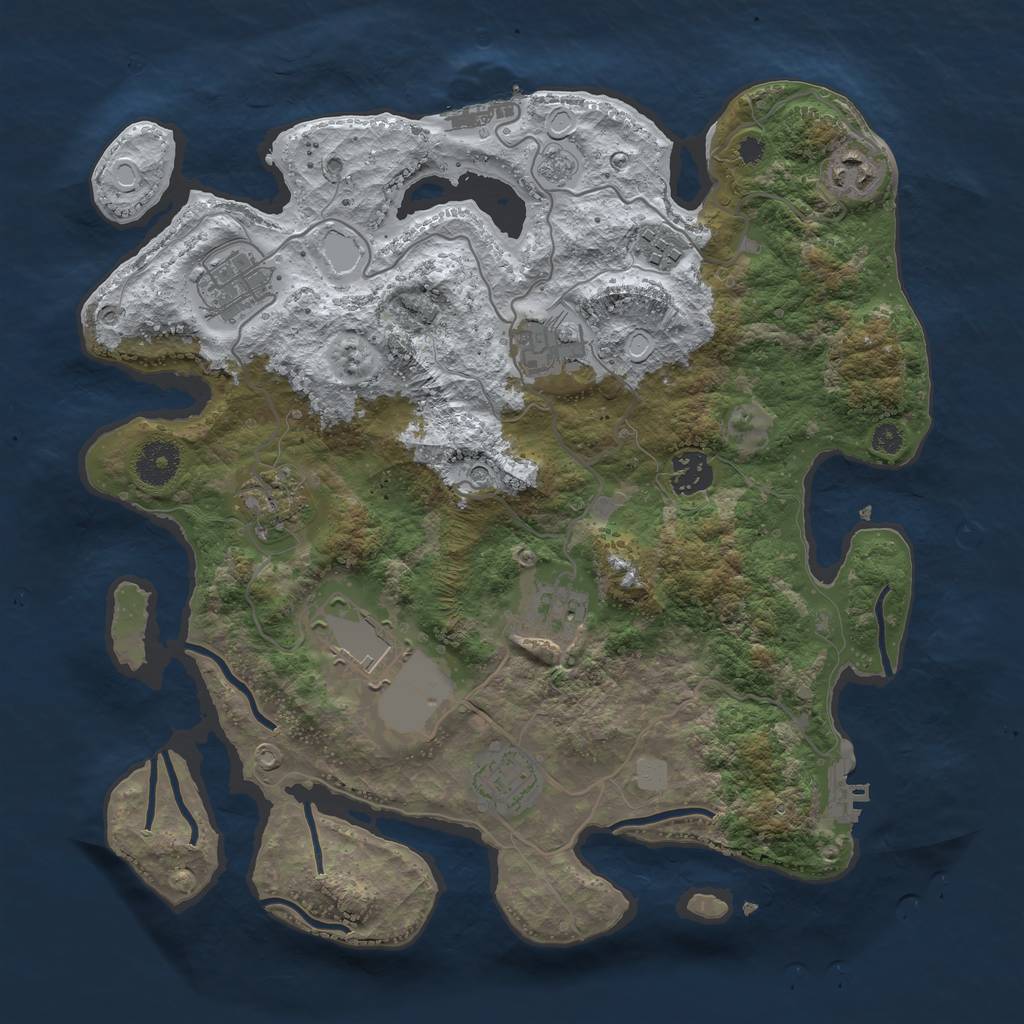 Rust Map: Procedural Map, Size: 3500, Seed: 9720, 18 Monuments